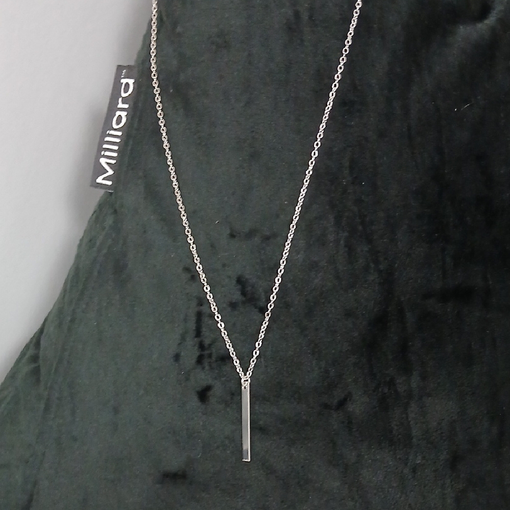 Silver Vertical Bar Pendant Necklace for Women